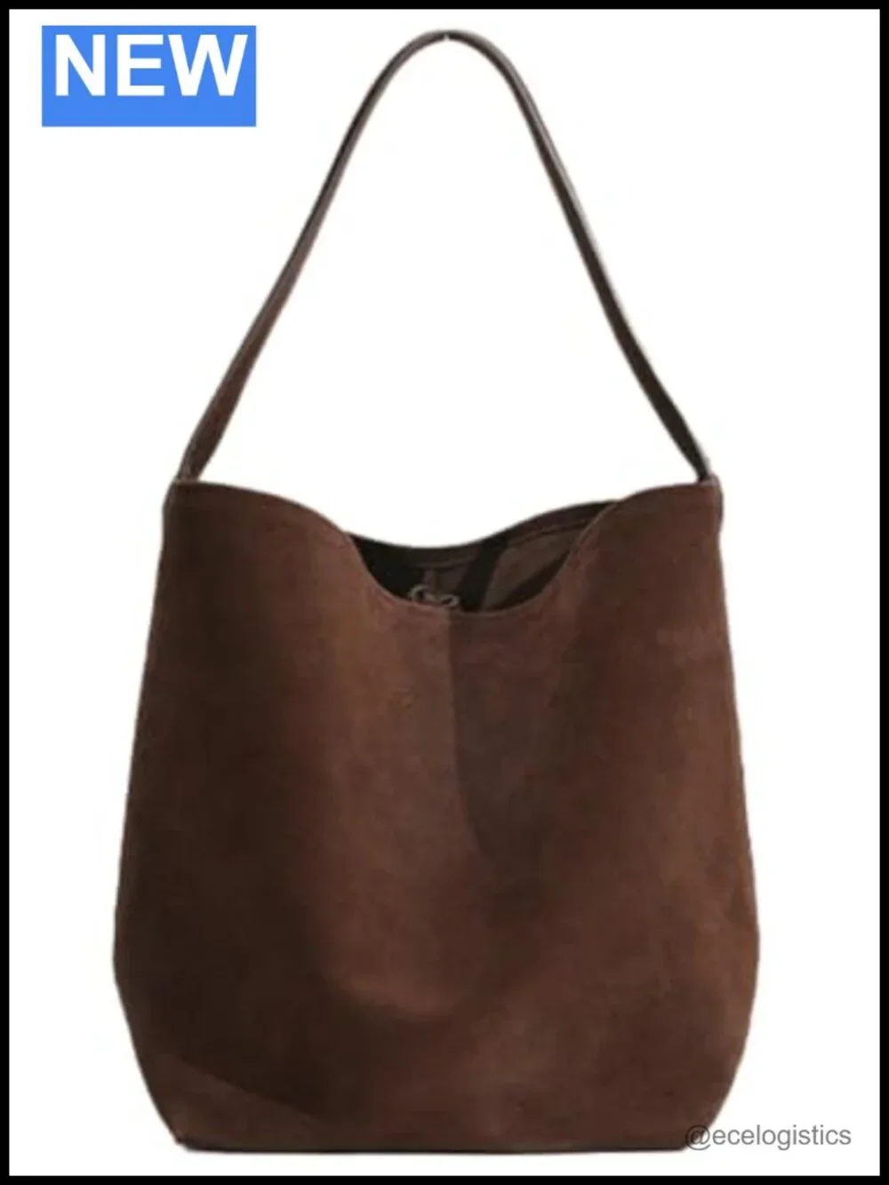 Genuine Leather Suede Bucket Shoulder Bag Women Soft Tote Handbag Purse